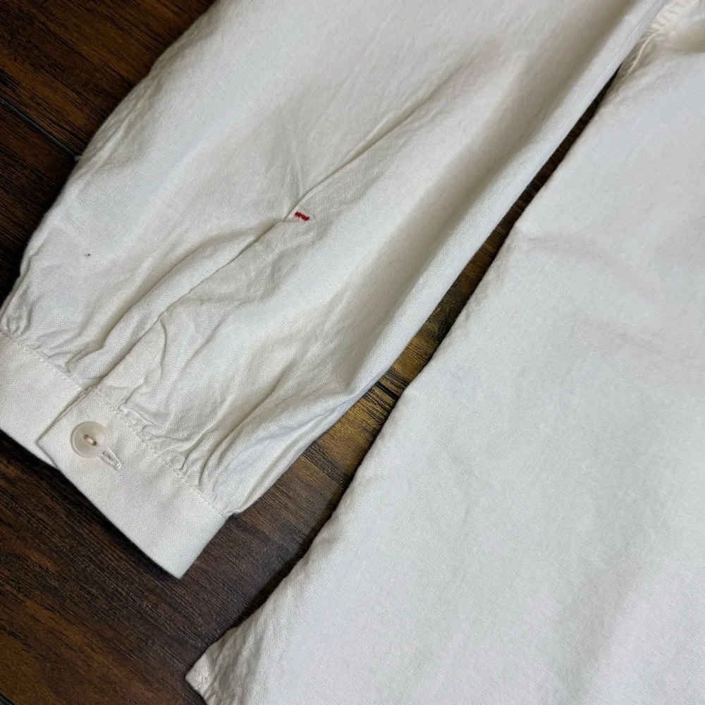 Ines de la Fressange x Uniqlo Ruffle Collar 100% Cotton Button-Up L French Chic - Picture 3 of 16